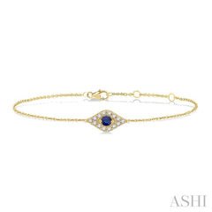 Evil Eye Gemstone & Petite Diamond Fashion Chain Bracelet