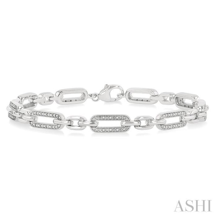 Silver Paper Clip Diamond Fashion Bracelet