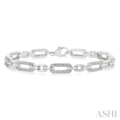 Silver Paper Clip Diamond Fashion Bracelet