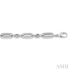 Silver Paper Clip Diamond Fashion Bracelet