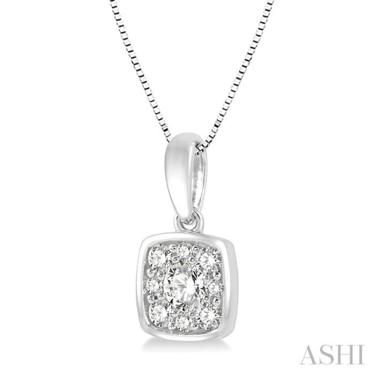 Cushion Shape Bezel Set Diamond Pendant