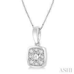 Cushion Shape Bezel Set Diamond Pendant