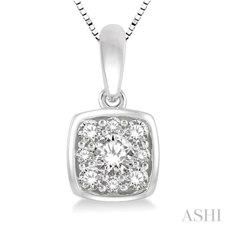 Cushion Shape Bezel Set Diamond Pendant