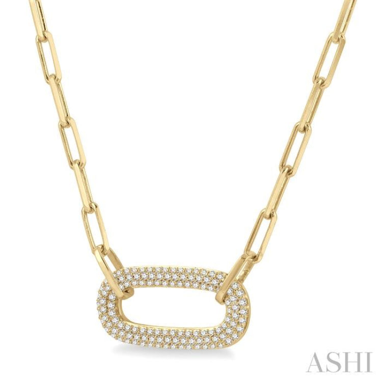 Pave-Set Paper Clip Diamond Fashion Necklace