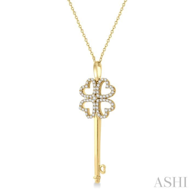 Heart & Key Shape Diamond Fashion Pendant