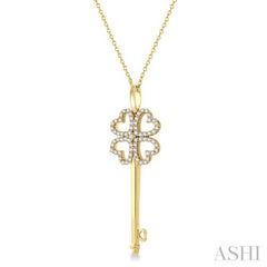 Heart & Key Shape Diamond Fashion Pendant