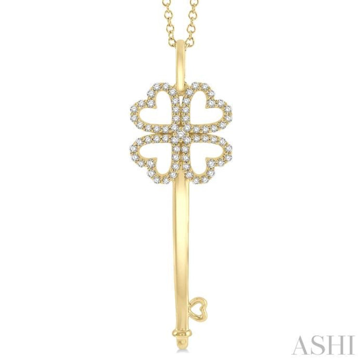 Heart & Key Shape Diamond Fashion Pendant