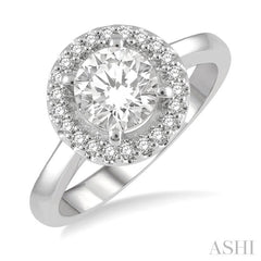 Round Shape Semi-Mount Halo Diamond Engagement Ring