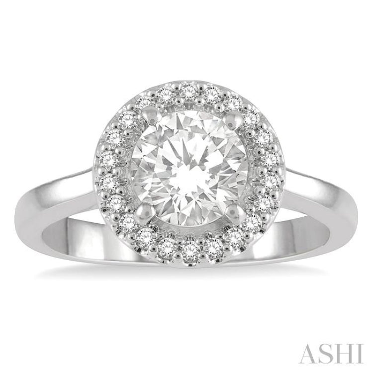 Round Shape Semi-Mount Halo Diamond Engagement Ring