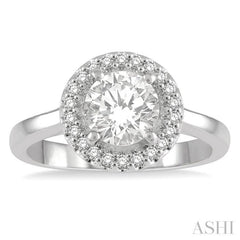 Round Shape Semi-Mount Halo Diamond Engagement Ring