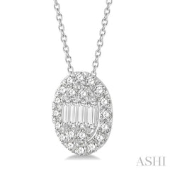 Oval Shape Halo Fusion Diamond Fashion Pendant