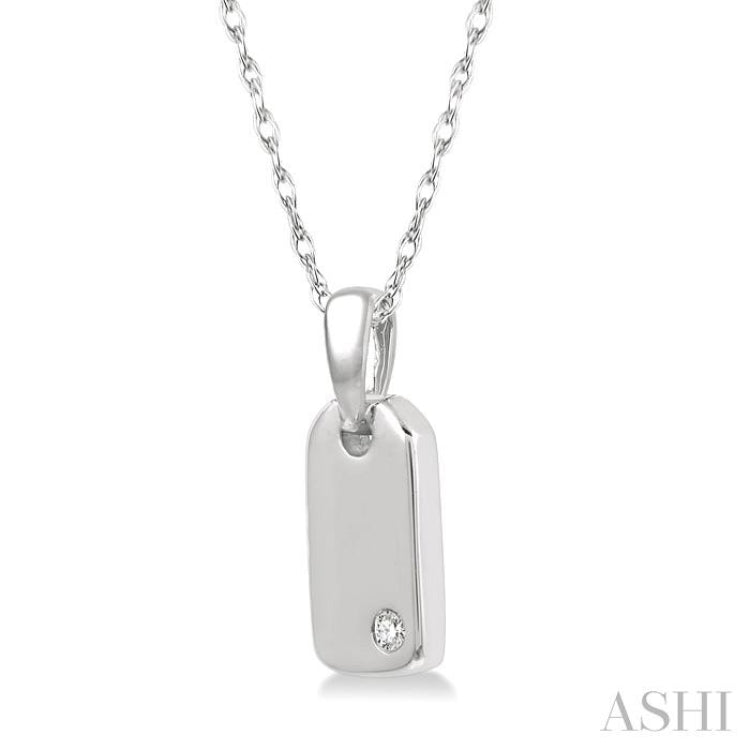 1/50 Ctw Round Cut Diamond Tag Pendant With Chain in 10K White Gold