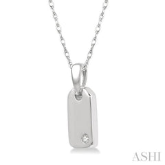 1/50 Ctw Round Cut Diamond Tag Pendant With Chain in 10K White Gold