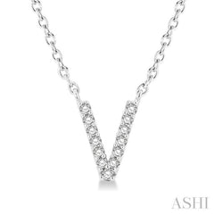 'V' Initial Diamond Pendant