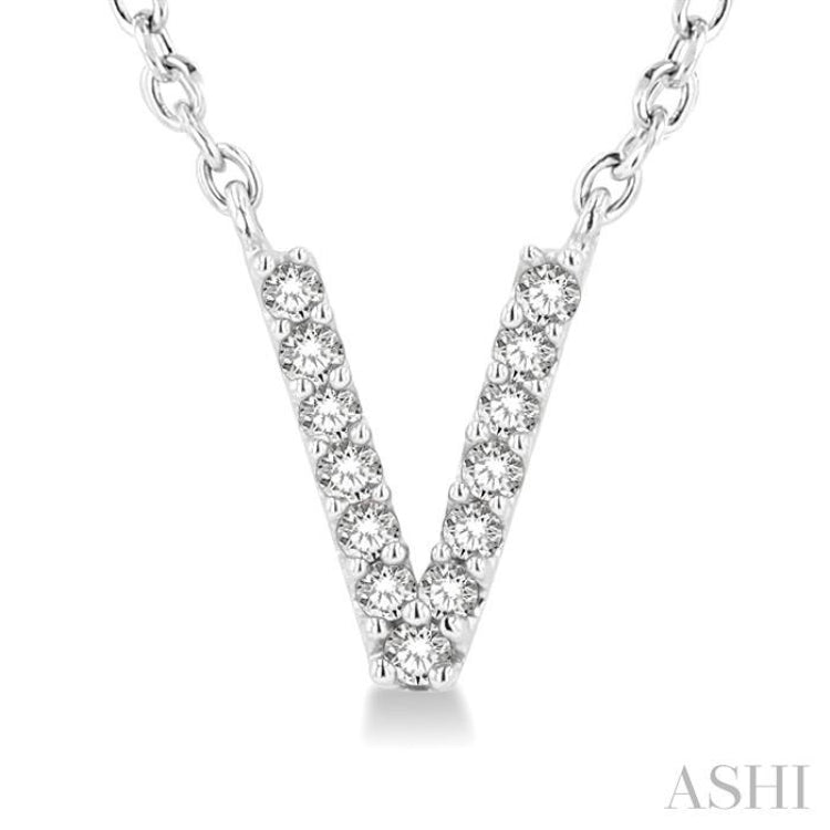 'V' Initial Diamond Pendant