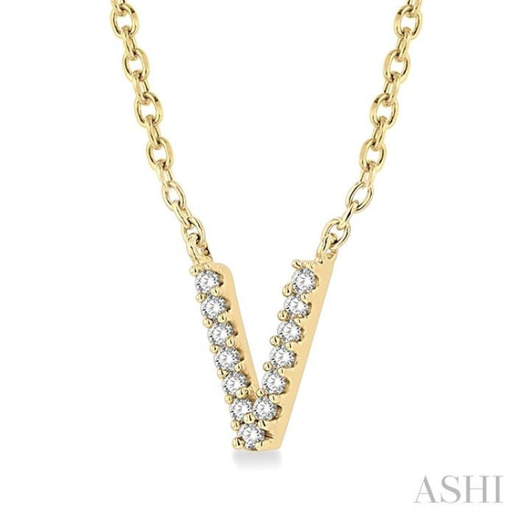 'V' Initial Diamond Pendant