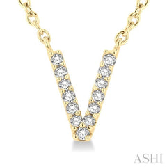 'V' Initial Diamond Pendant