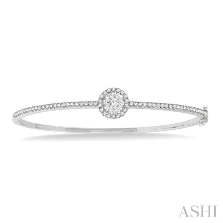 Stackable Round Shape Halo Lovebright Essential Diamond Bangle