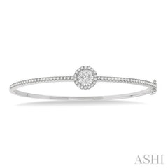 Stackable Round Shape Halo Lovebright Essential Diamond Bangle