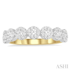 1/2 Ctw Jointed Circular Mount Lovebright round Cut Diamond Band in 14K Yellow and White Gold