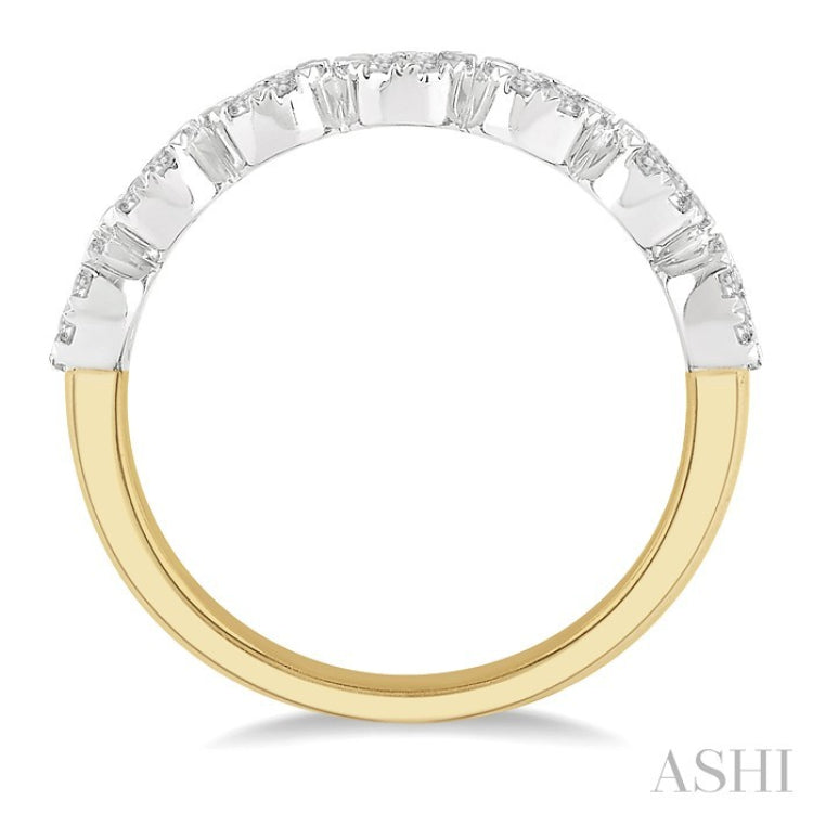 1/2 Ctw Jointed Circular Mount Lovebright round Cut Diamond Band in 14K Yellow and White Gold