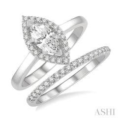 Marquise Shape Halo Diamond Wedding Set