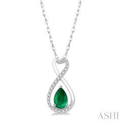 Pear Shape Gemstone & Diamond Pendant