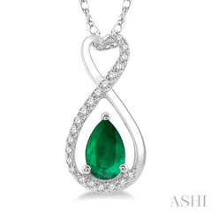 Pear Shape Gemstone & Diamond Pendant