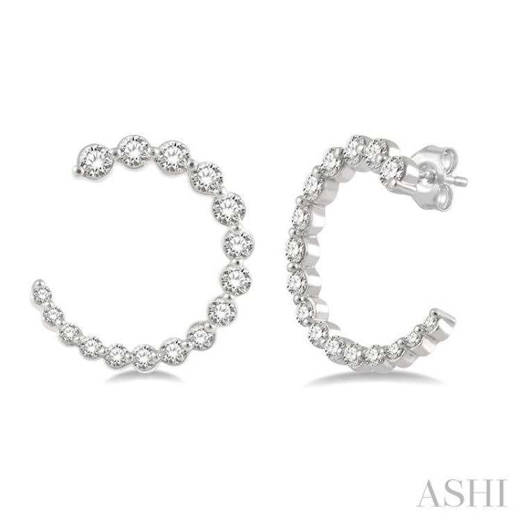 Graduated Diamond Half Hoop Earrings