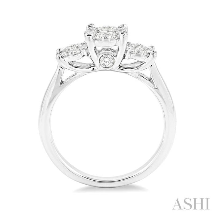 Round Shape Past Present & Future Lovebright Essential Diamond Engagement Ring