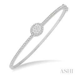 Stackable Oval Shape Halo Lovebright Essential Diamond Bangle