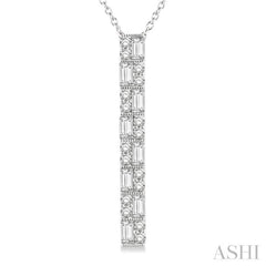 Double Row Vertical Bar Baguette Diamond Pendant