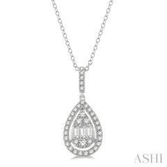 Pear Shape Halo Fusion Diamond Pendant