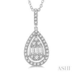 Pear Shape Halo Fusion Diamond Pendant