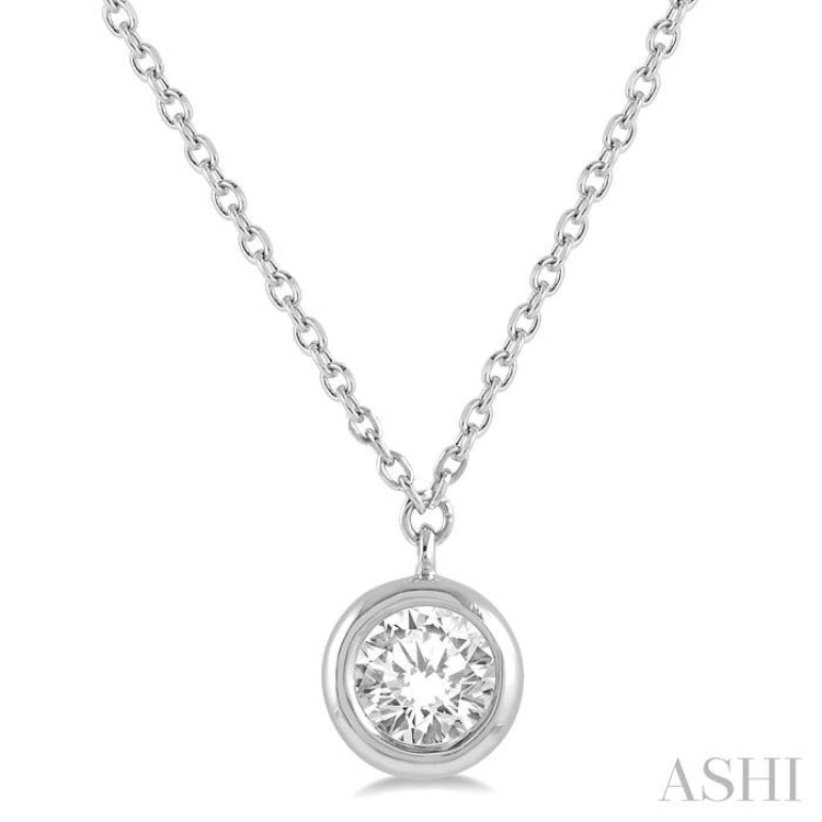 Round Shape Bezel Set Diamond Necklace