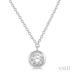 Round Shape Bezel Set Diamond Necklace