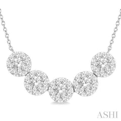 Round Shape 5 Stone Lovebright Essential Diamond Smile Necklace