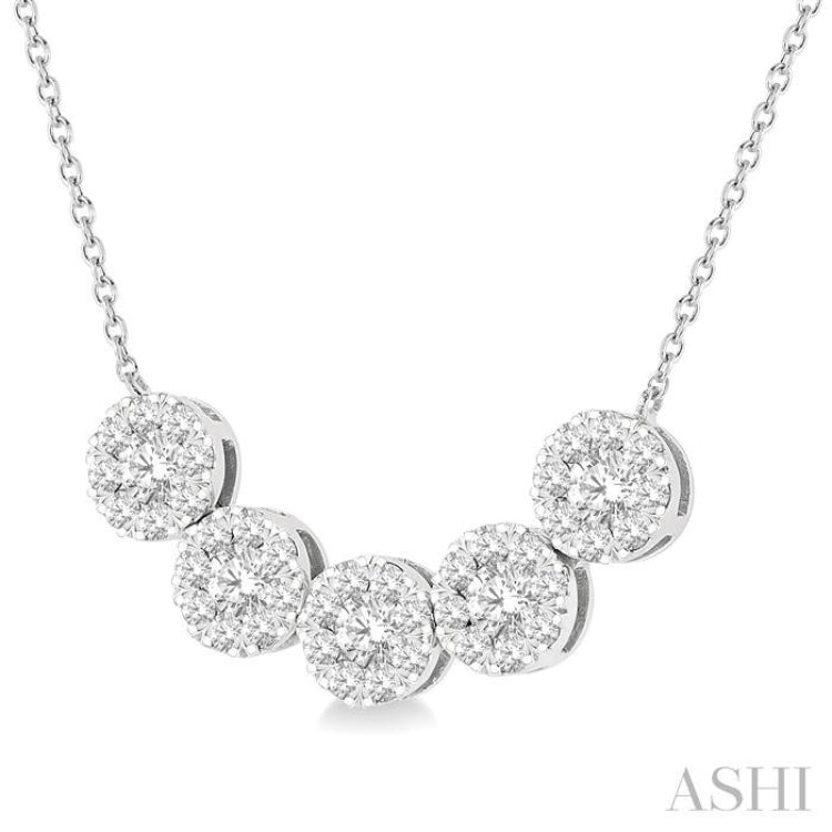 Round Shape 5 Stone Lovebright Essential Diamond Smile Necklace