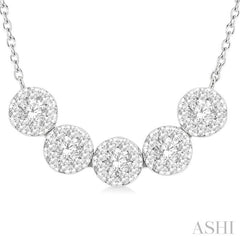 Round Shape 5 Stone Lovebright Essential Diamond Smile Necklace