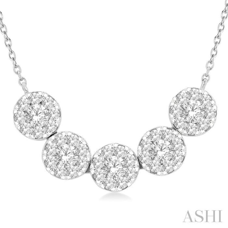 Round Shape 5 Stone Lovebright Essential Diamond Smile Necklace