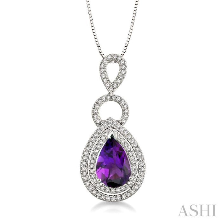 Pear Shape Gemstone & Halo Diamond Pendant