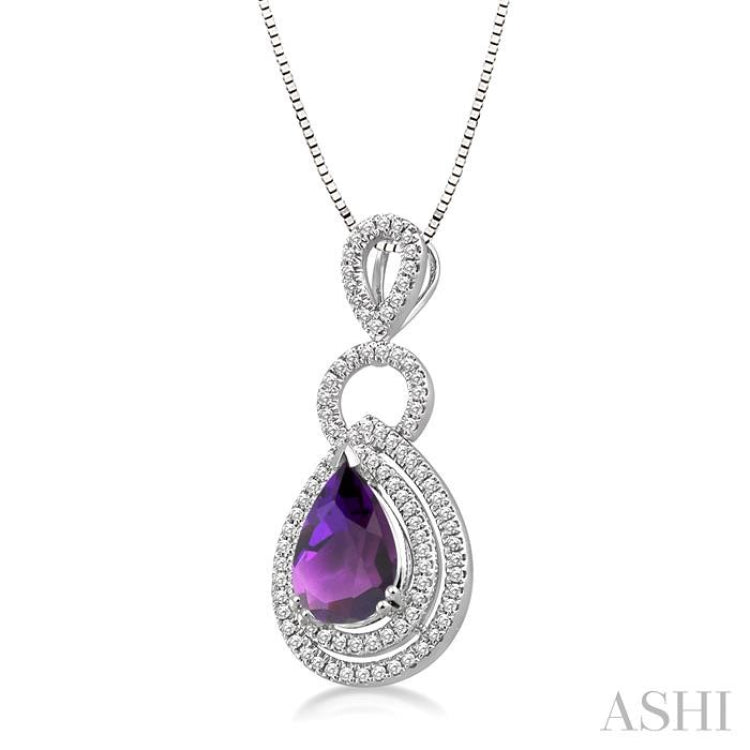 Pear Shape Gemstone & Halo Diamond Pendant