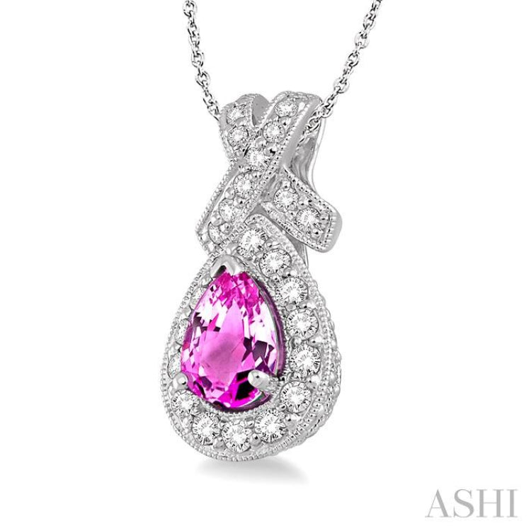 Pear Shape Gemstone & Halo Diamond Pendant