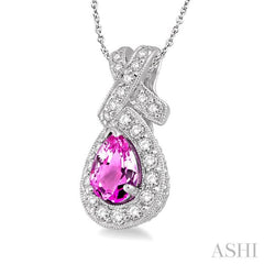 Pear Shape Gemstone & Halo Diamond Pendant