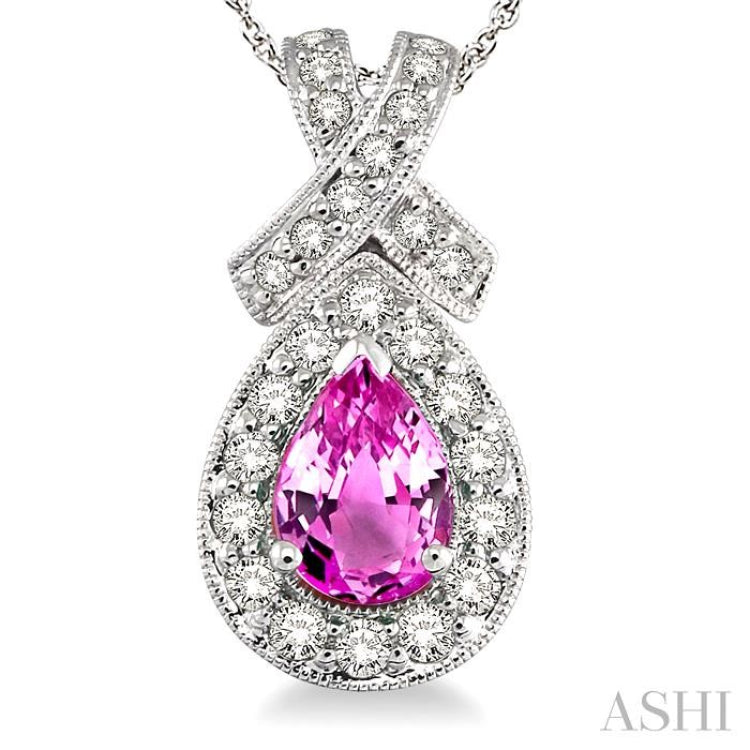 Pear Shape Gemstone & Halo Diamond Pendant