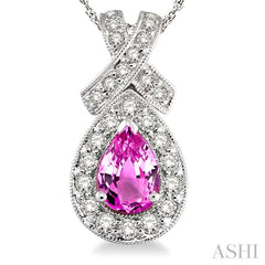 Pear Shape Gemstone & Halo Diamond Pendant