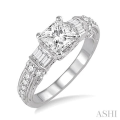 Princess Shape Semi-Mount Diamond Engagement Ring