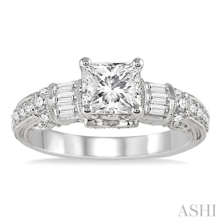 Princess Shape Semi-Mount Diamond Engagement Ring