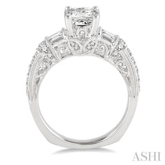 Princess Shape Semi-Mount Diamond Engagement Ring