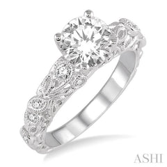 Round Shape Semi-Mount Diamond Engagement Ring